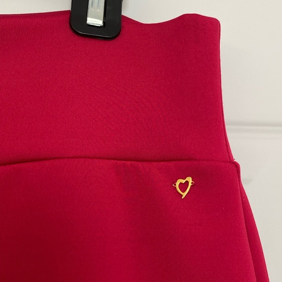 Thalia Sodi Deep Rose Red Skirt with Windowpane & Mesh Detail at Bottom - Picture 5 of 10